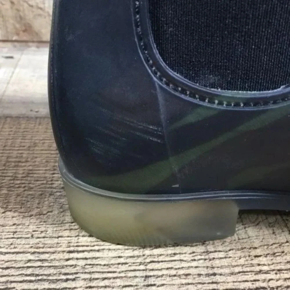 J. Crew Black Green Swirl Rubber Chelsea Boots Womens 7 Slip On‎ Ankle Bootie
